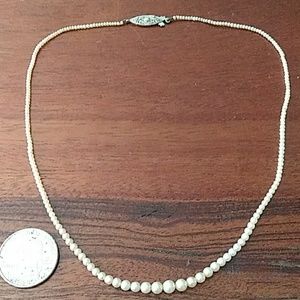 Antique pearls w silver clasp, tiny diamond OBO ♥️